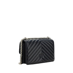 PINKO Black Calf Leather Bos Taurus Shoulder Bag