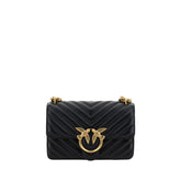 PINKO Black Calf Leather Bos Taurus Shoulder Bag