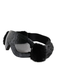 Dolce & Gabbana Black Bi0759 Lace Mirrored Ski Goggles Mask Sunglasses