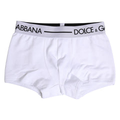 Dolce & Gabbana White Cotton Stretch Regular Boxer Underwear