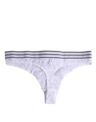 Dolce & Gabbana Weißes Nylon-Höschen mit Blumenspitze