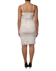 Dolce & Gabbana White Full Slip DG Logo Silk Dress Sleepwear