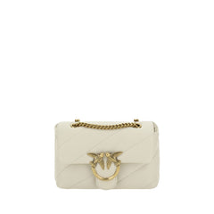 PINKO White Calf Leather Bos Taurus Shoulder Bag