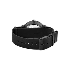 Cluse Schwarze Leder-Armbanduhr