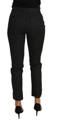 Dolce & Gabbana Schwarzes Kleid Gepunktete Cropped-Hose mit geradem Bein