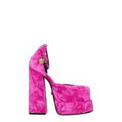 Versace Plateau-Sandalen aus pinkfarbenem Samt