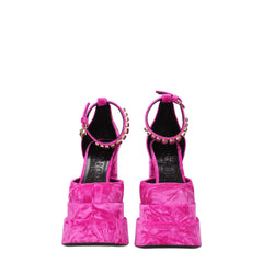 Versace Plateau-Sandalen aus pinkfarbenem Samt