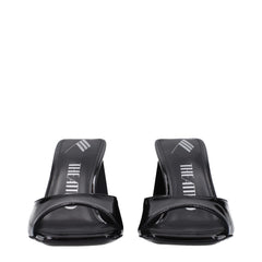 The Attico Black Leather Stiletto Heel Sandals