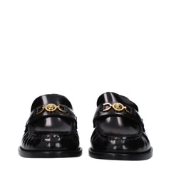 Versace Black Leather Slip-On Loafers