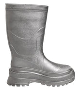 Dolce & Gabbana Metallic Silberfarbene Gummistiefel zum Reinschlüpfen Schuhe