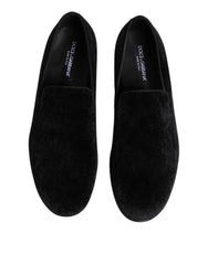 Dolce & Gabbana Schwarze Jacquard Slipper Formelle Herren-Abendschuhe