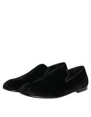 Dolce & Gabbana Schwarze Jacquard Slipper Formelle Herren-Abendschuhe