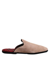 Dolce & Gabbana Beige Wildleder-Slides Flache Pantoffeln