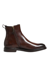 Dolce & Gabbana Braune Chelsea Leder Mid-Calf Stiefel Schuhe