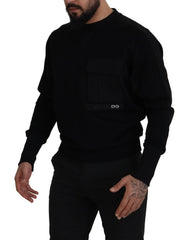 Dolce & Gabbana Schwarzes Baumwoll-Sweatshirt mit Rundhalsausschnitt