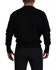Dolce & Gabbana Schwarzes Baumwoll-Sweatshirt mit Rundhalsausschnitt