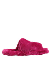 Dolce & Gabbana Pinke Acryl-Kunstfell Herren Pantoletten Sandalen Schuhe