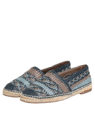 Dolce & Gabbana Blau-Graue Geflochtene Leder-Büffel-Espadrille-Schuhe