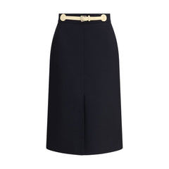 Valentino Garavani Black Wool Oves Aries Midi Skirt