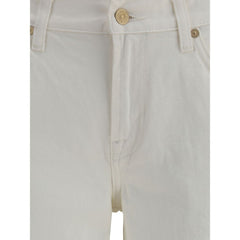 7FOR Beige Cotton Flared Jeans