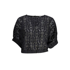 Desigual "Black Polyester Women Blouse with Contrasting Elastic Waistband"