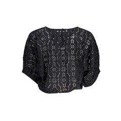 Desigual "Black Polyester Women Blouse with Contrasting Elastic Waistband"