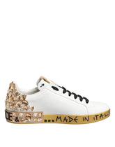 Dolce & Gabbana Portofino Sneakers aus Weißgold mit Kristallen