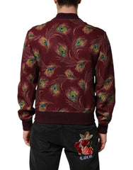Dolce & Gabbana Bomberjacke mit Pfauenfederprint in Bordeaux