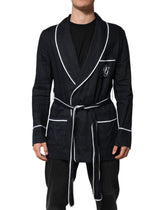 Dolce & Gabbana Dunkelblaue DG Stickerei Jackenrobe Blazer