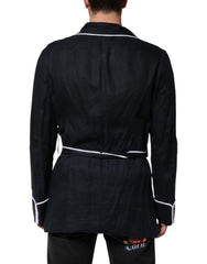 Dolce & Gabbana Dunkelblaue DG Stickerei Jackenrobe Blazer