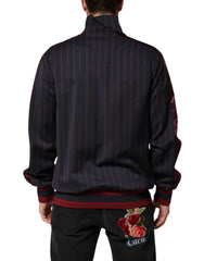 Dolce & Gabbana Blau-Rot Gestreifte Logo-Plakette Jacke mit durchgehendem Reißverschluss