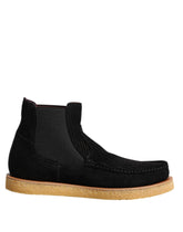Dolce & Gabbana Schwarze Slip-On Stiefeletten aus Kalbsleder Velours