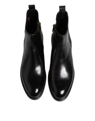 Dolce & Gabbana Chelsea-Stiefel aus schwarzem Leder, wadenhoch