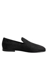 Dolce & Gabbana Schwarze florale Brokat Slipper Herren Abendschuhe