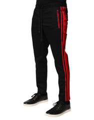 Dolce & Gabbana Rote gestreifte Baumwoll-Jogginghose mit Logo