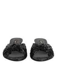 Dolce & Gabbana Schwarze Leder Pantoletten Sandalen Schuhe