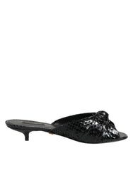 Dolce & Gabbana Schwarze Leder Pantoletten Sandalen Schuhe