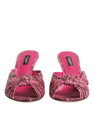 Dolce & Gabbana Pinke Leder High Heel Pantoletten Schuhe