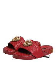 Dolce & Gabbana Red Devotion Matelassé Leder Pantoletten