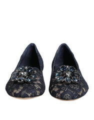 Dolce & Gabbana – Taormina – Flache Schuhe mit Spitzen und Kristallen in Blau