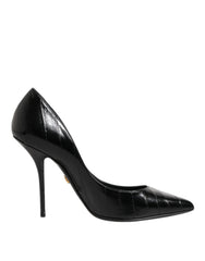 Dolce & Gabbana Schwarze Leder Stiletto High Heels Pumps Schuhe