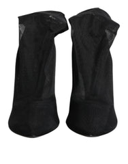 Dolce & Gabbana Schwarze Seiden-Stretch-Mesh-Sockenstiefel Schuhe