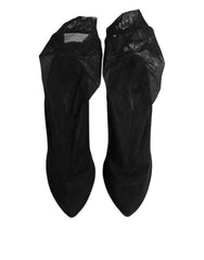 Dolce & Gabbana Schwarze Seiden-Stretch-Mesh-Sockenstiefel Schuhe