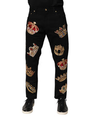 Dolce & Gabbana Schwarze Baroque Royal Herren Anzughose