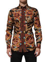 Dolce & Gabbana GOLD Baumwolle Tiger Carretto Langarmhemd