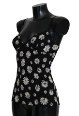 Dolce & Gabbana schwarzes Unterkleid mit Gänseblümchenmuster
