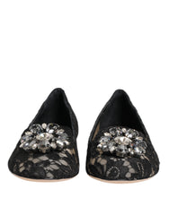 Dolce & Gabbana Schwarze Taormina-Spitze Kristall-Ballerinas