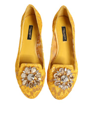 Dolce & Gabbana Gelbe Taormina Spitze Kristalle Ballerinas