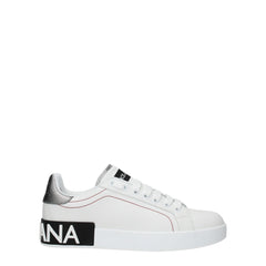 Dolce & Gabbana White Leather Low Top Sneakers