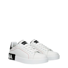 Dolce & Gabbana White Leather Low Top Sneakers